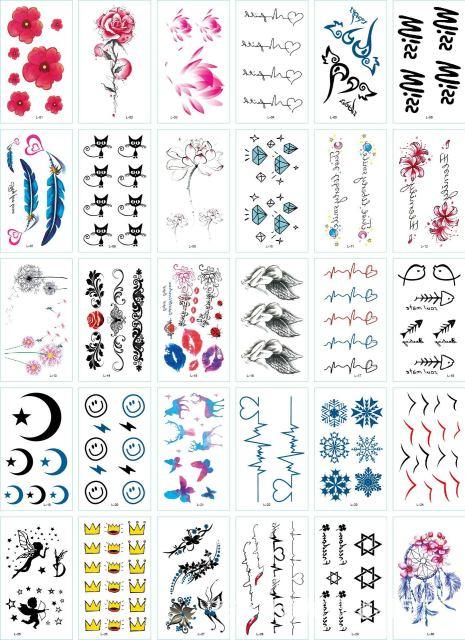 30 Pieces/set Small Luxury Temporary Tattoo Sticker Colorful Drawing Flower Cute Body Tatoo For Kids Adults