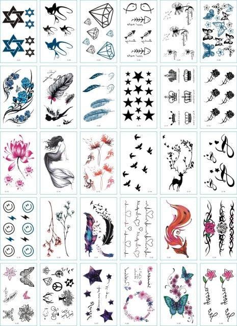 30 Pieces/set Small Luxury Temporary Tattoo Sticker Colorful Drawing Flower Cute Body Tatoo For Kids Adults