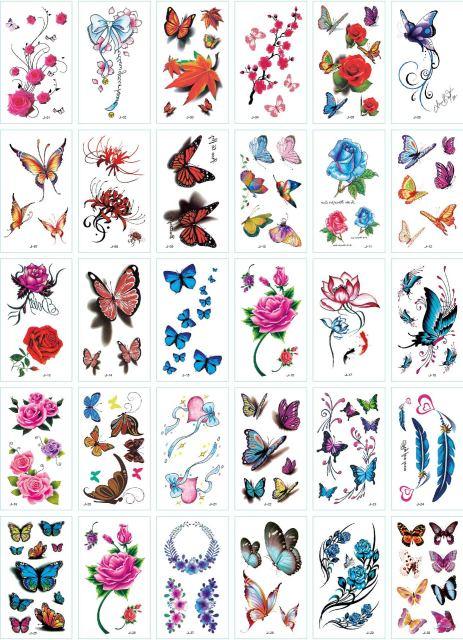30 Pieces/set Small Luxury Temporary Tattoo Sticker Colorful Drawing Flower Cute Body Tatoo For Kids Adults