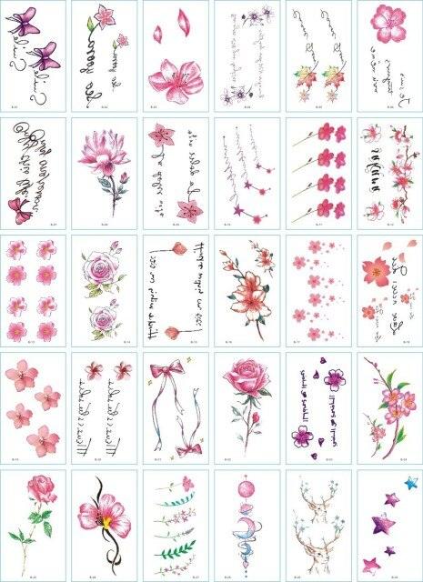30 Pieces/set Small Luxury Temporary Tattoo Sticker Colorful Drawing Flower Cute Body Tatoo For Kids Adults