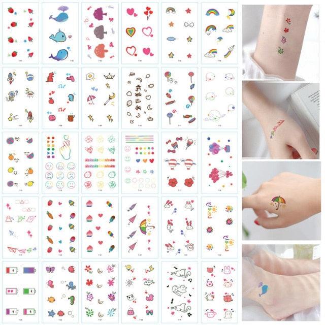 30 Pieces/set Small Luxury Temporary Tattoo Sticker Colorful Drawing Flower Cute Body Tatoo For Kids Adults
