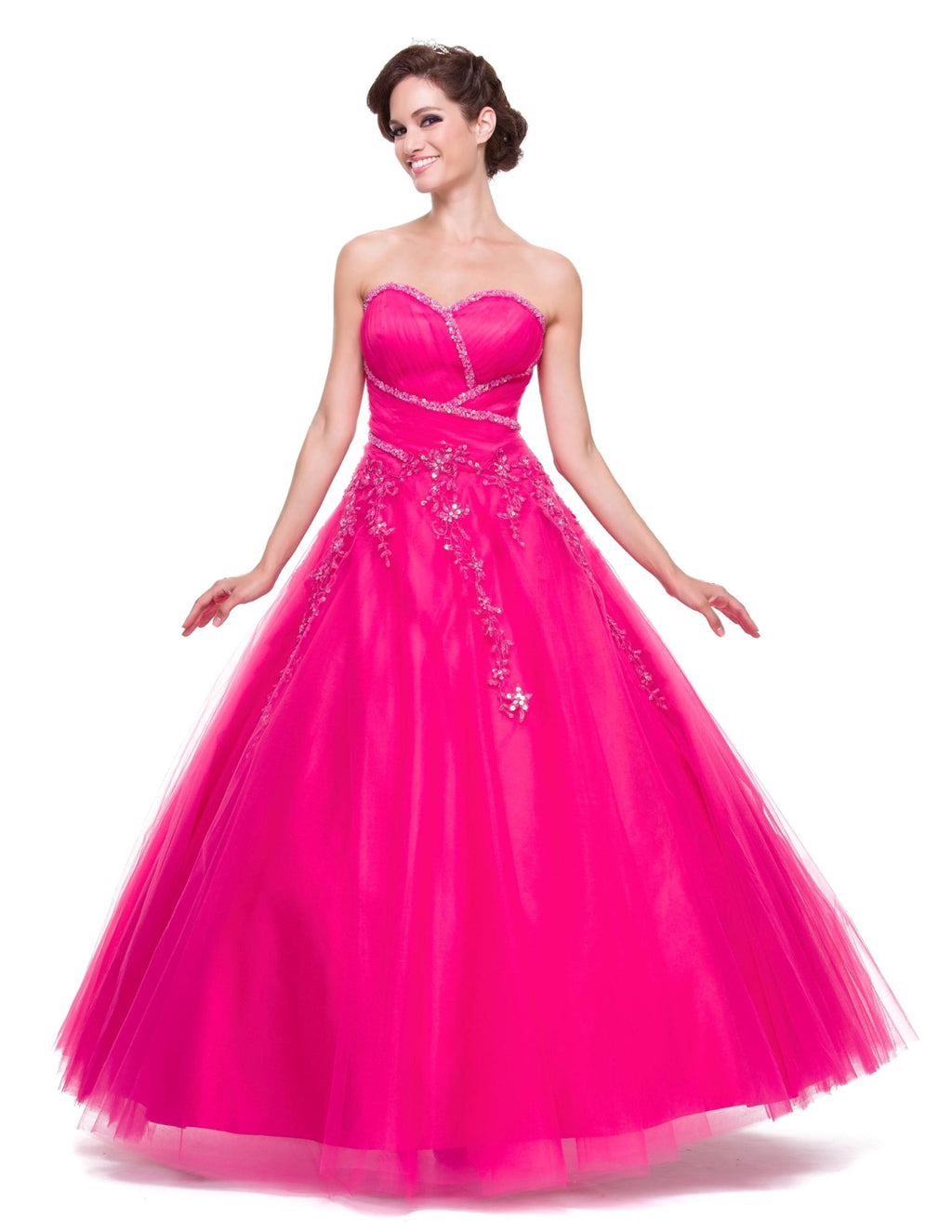 CLEARANCE - Juliet 301 Poofy Quinceanera Tulle Dress A-Line Strapless Beading