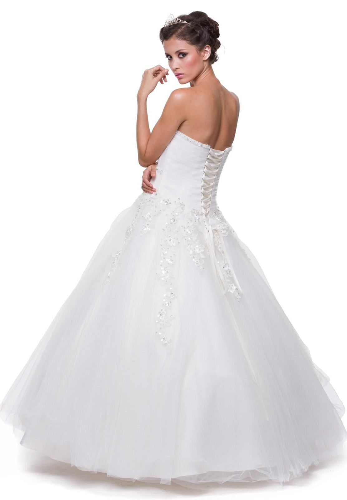 CLEARANCE - Juliet 301 Poofy Quinceanera Tulle Dress A-Line Strapless Beading