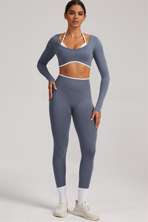 The Elevate New Long Sleeve Crop top Leggings 2-Piece Set