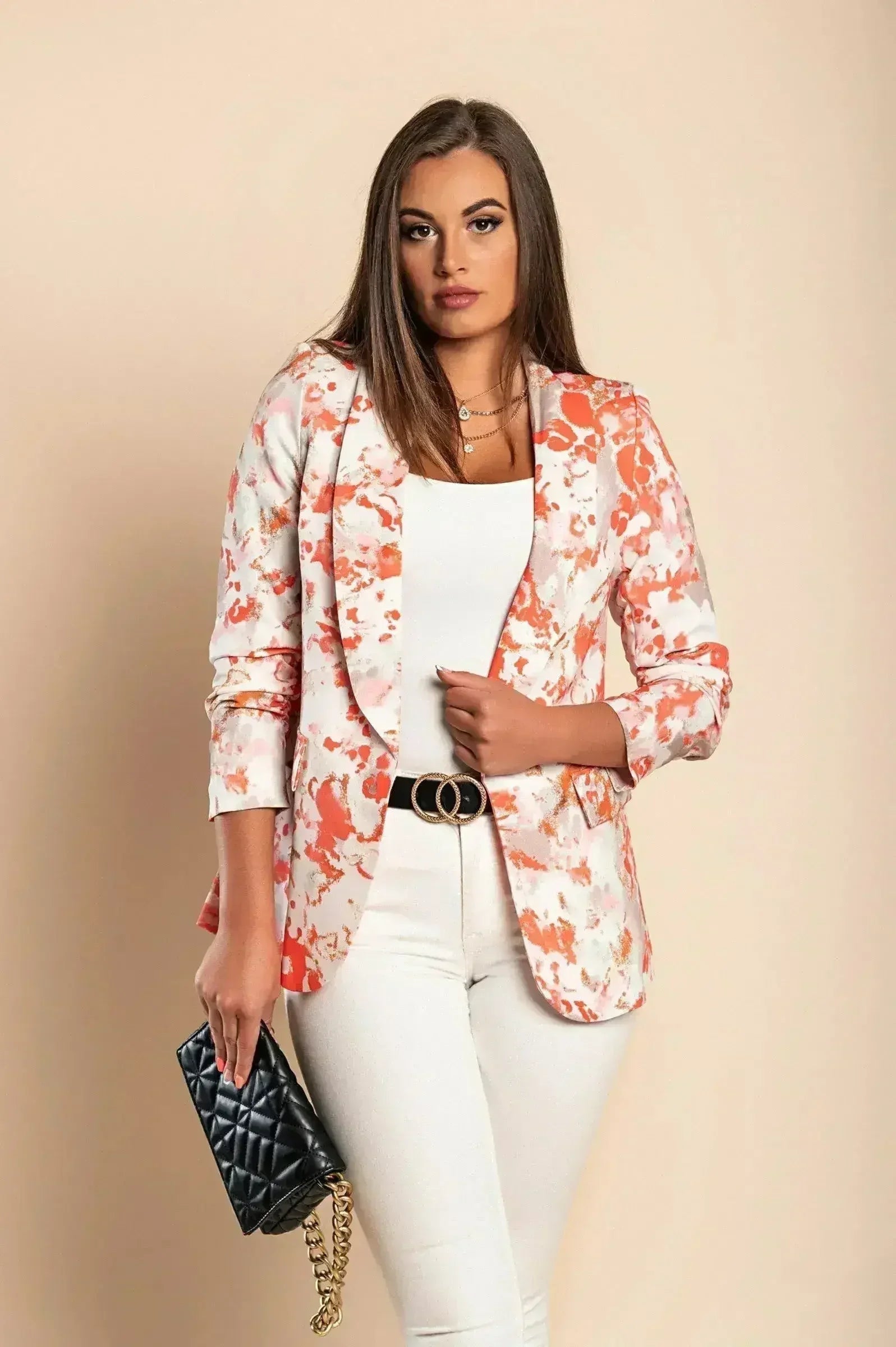 Rose Pink Long Blazer with 3/4 Sleeves | Italian Made