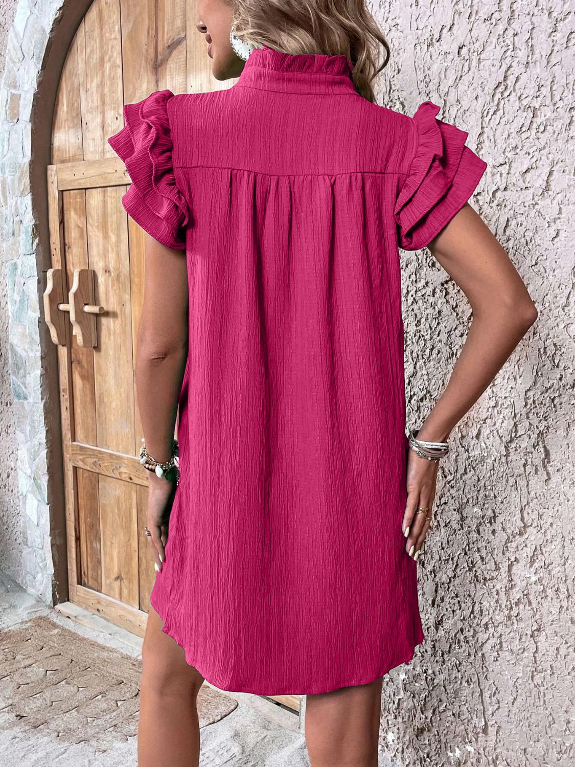 Elegant Ruffled Cap Sleeve Mini Dress Feminine & Flowy Summer Dress