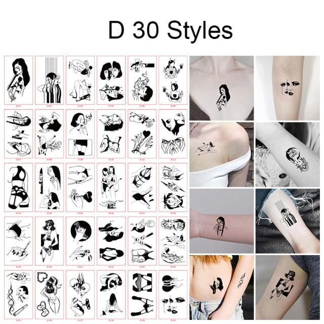 30pcs Temporales Sexy Fake Tattoo For Hands Arm Body Waterproof Luxury Different Small Colorful Stylish Womens Kids Tattoos