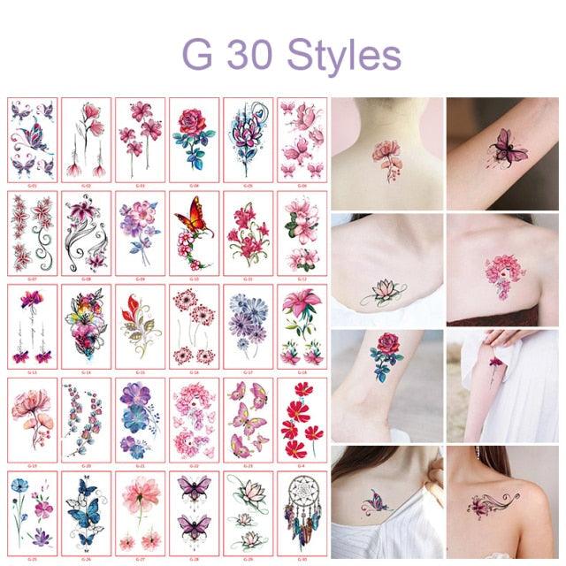 30pcs Temporales Sexy Fake Tattoo For Hands Arm Body Waterproof Luxury Different Small Colorful Stylish Womens Kids Tattoos