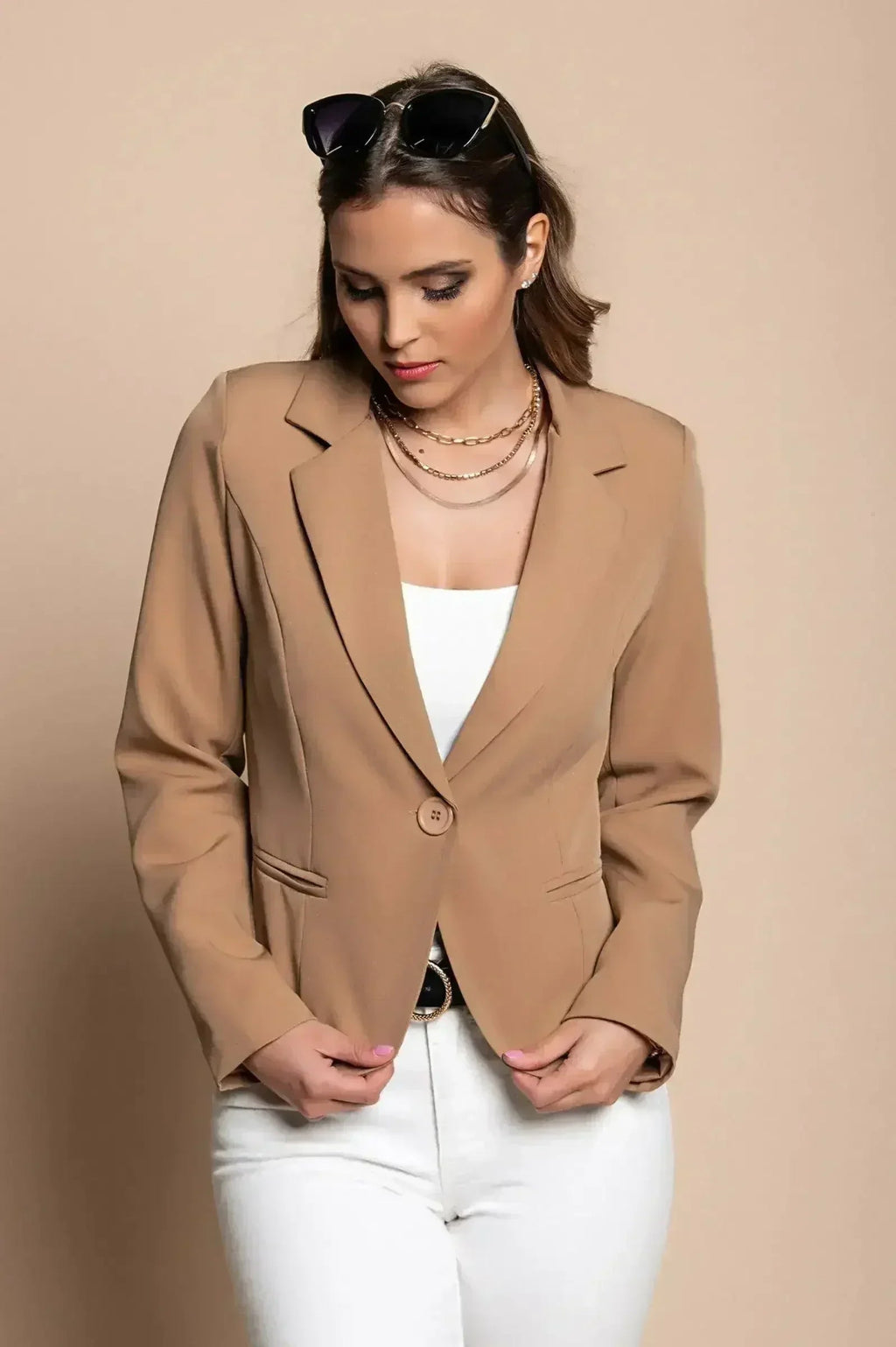 Camel Softina Blazer - Italian Tailored Fit | Femstylo