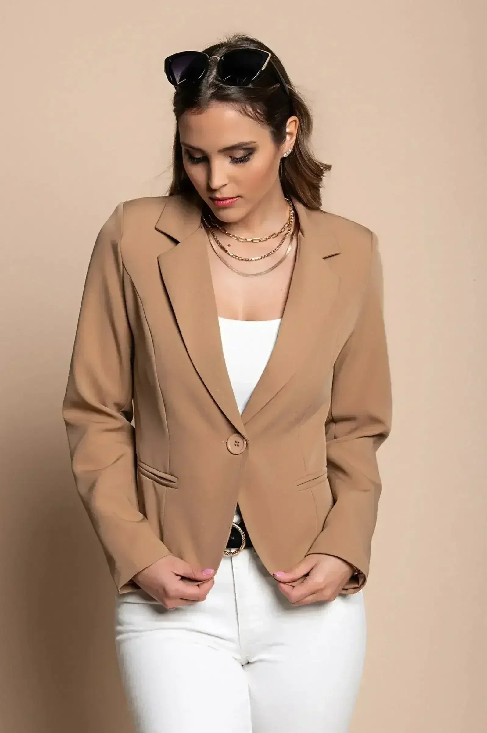 Camel Softina Blazer - Italian Tailored Fit | Femstylo