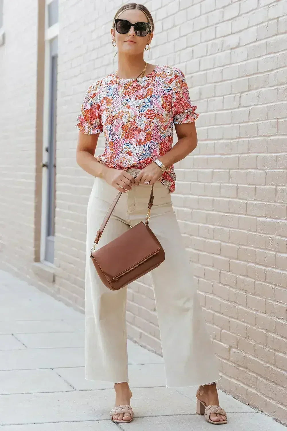Floral Bubble Sleeve Blouse - Multicolor Print Top | Femstylo