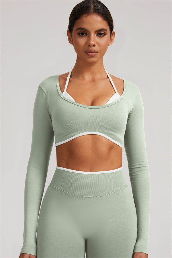 The Elevate Long Sleeve Crop top Shorts 2-Piece Set
