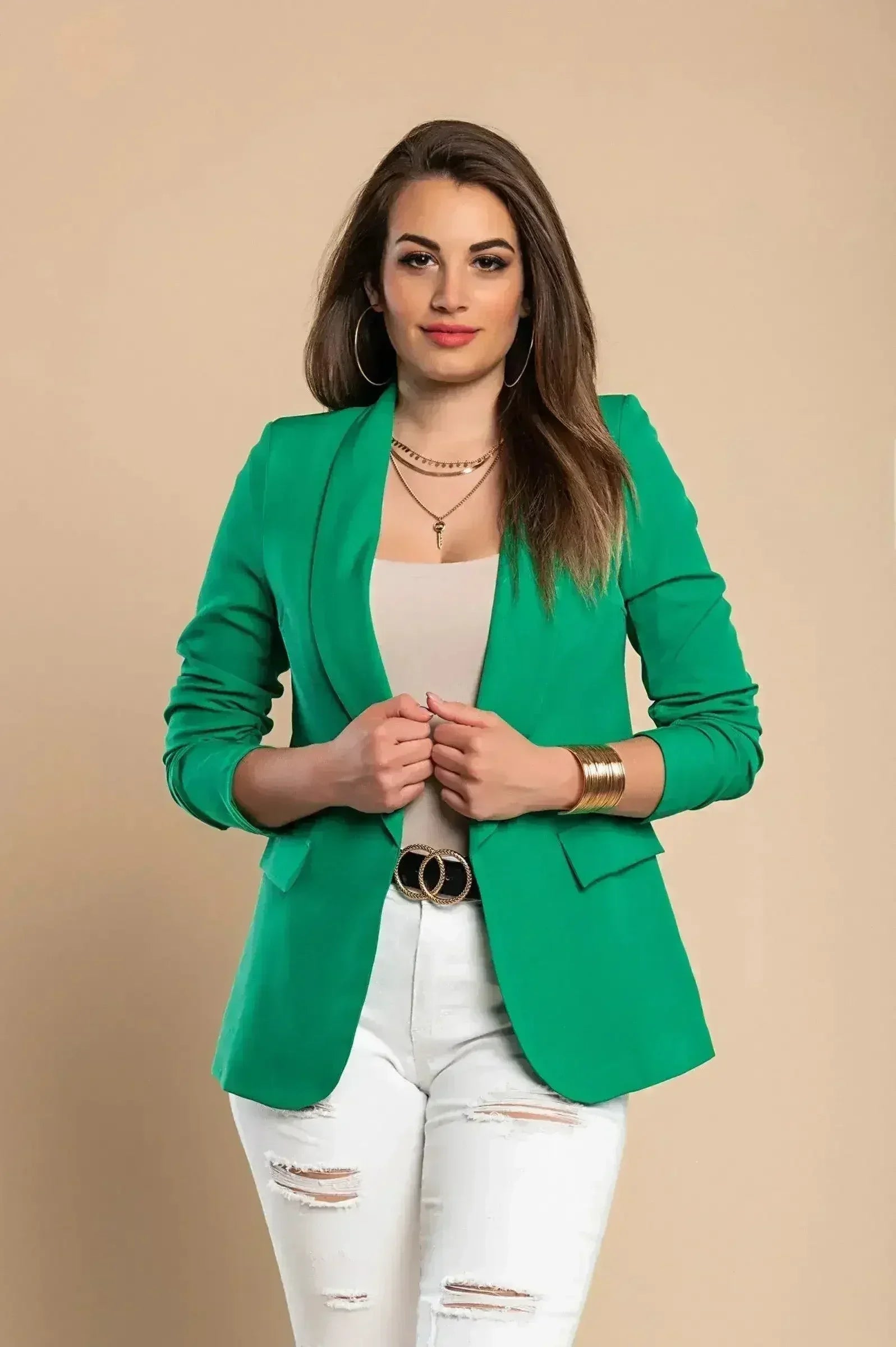 Daljši blazer s klasičnim ovratnikom Turina, zelen