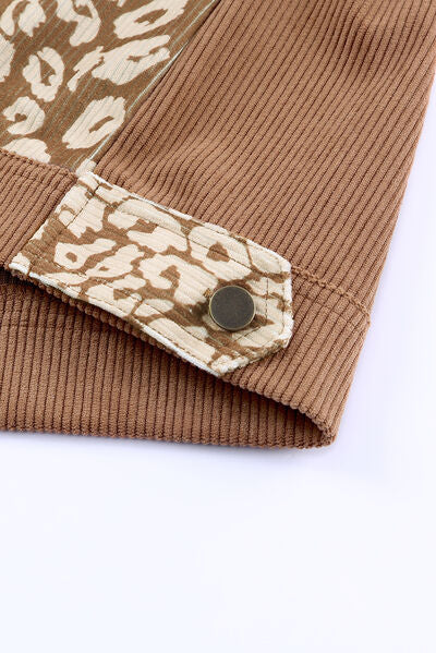 Leopard Print Drop Shoulder Jacket with Button-Up Closure Beautiful Unique Design Winter Jacket