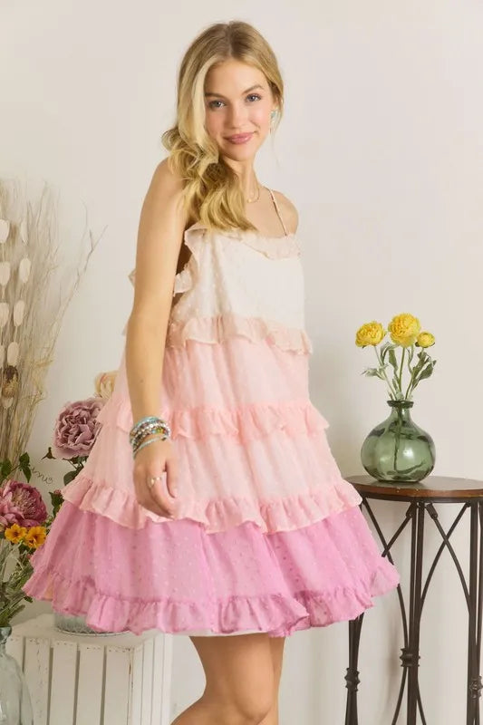New Swiss Dot Ruffled Tiered Mini Dress For Summer – Feminine, Fluttering, Charming, Playful, Chic & Stylish