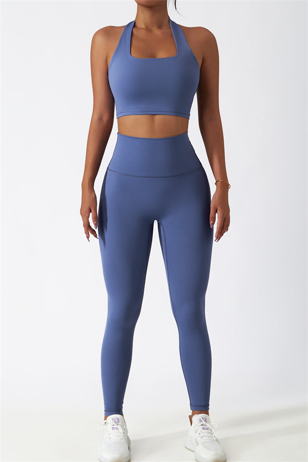 The Seraphine Halter Crop Top Leggings 2-Piece Set