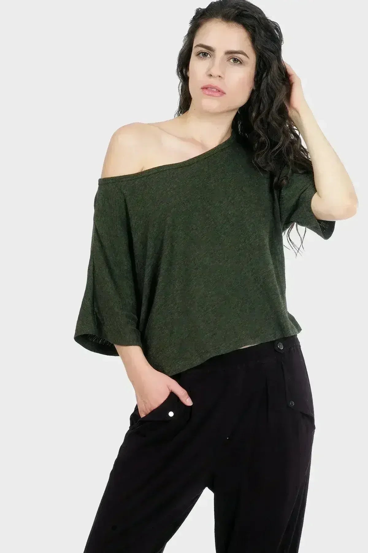 Lumi Organic Crop Top - Bamboo-Cotton Bateau Neck | Femstylo