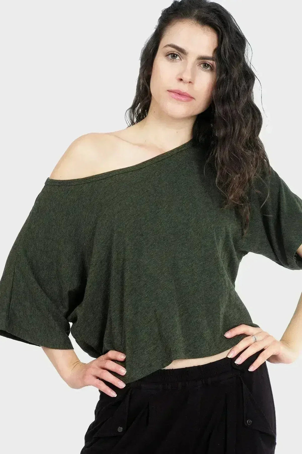 Lumi Organic Crop Top - Bamboo-Cotton Bateau Neck | Femstylo