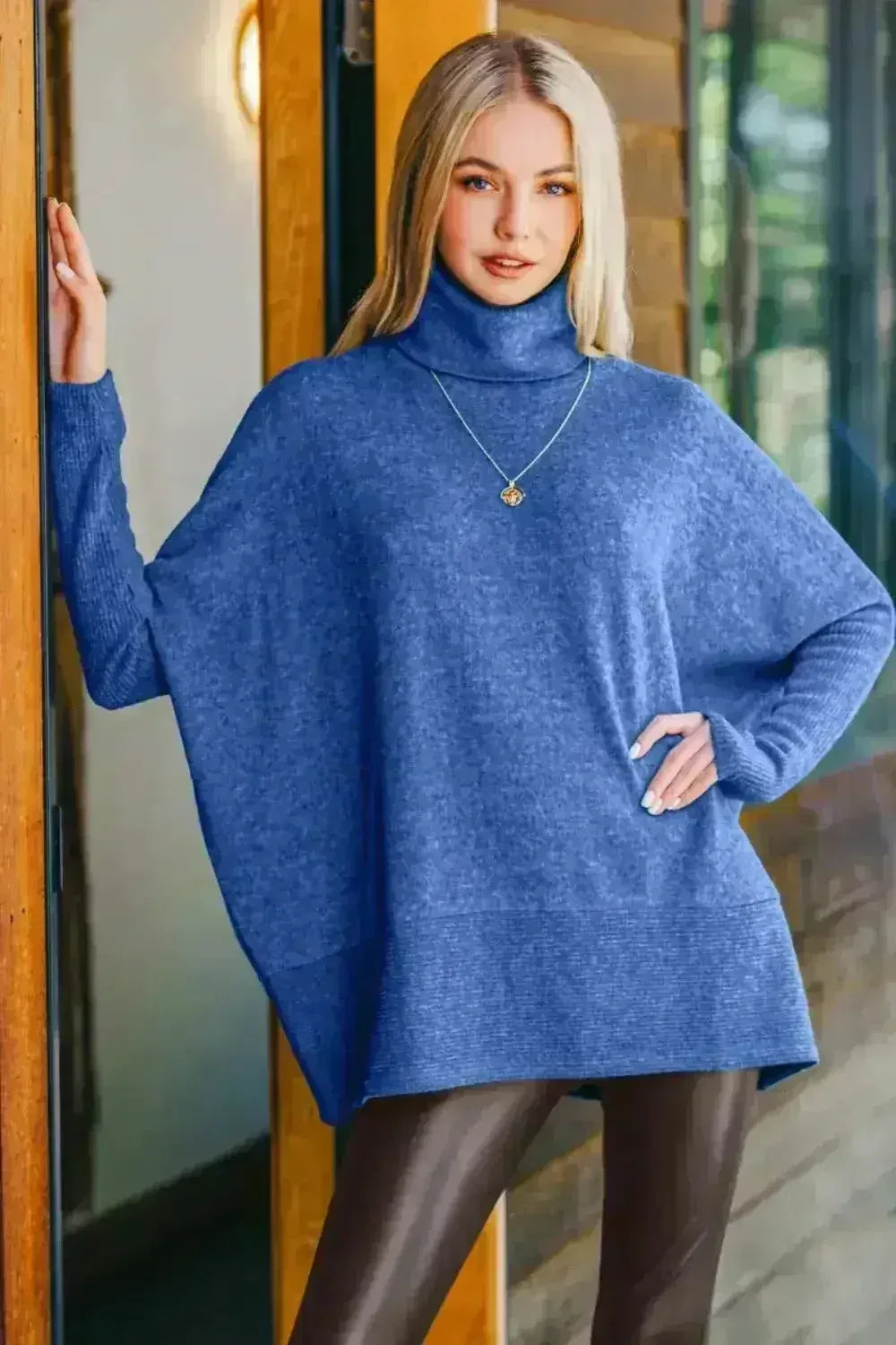 Zenana Brushed Melange Hacci Turtleneck Sweater | Cozy & Stylish