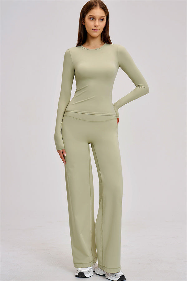 The Dynamic Long Sleeve T-shirt Straight Leg Pants 2-Piece Set