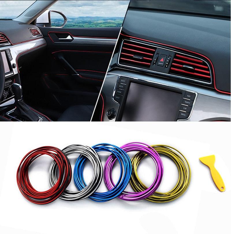 3/5M Auto Moulding Trim Car Interior Decoration Strip Car Seal Moulding Strip Car Interior Moulding Trim Car Interior Moulding Trim Electroplating Color Film Car Interior Exterior Decoration Door Dashboard Edge Universal Car Trim Line Strip