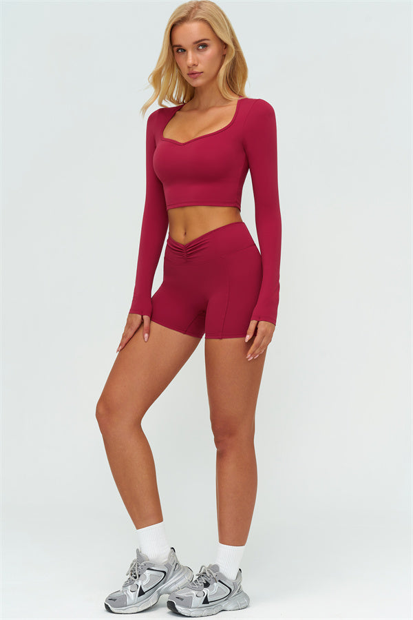 The Lushness Long Sleeve Crop top Shorts 2-Piece Set
