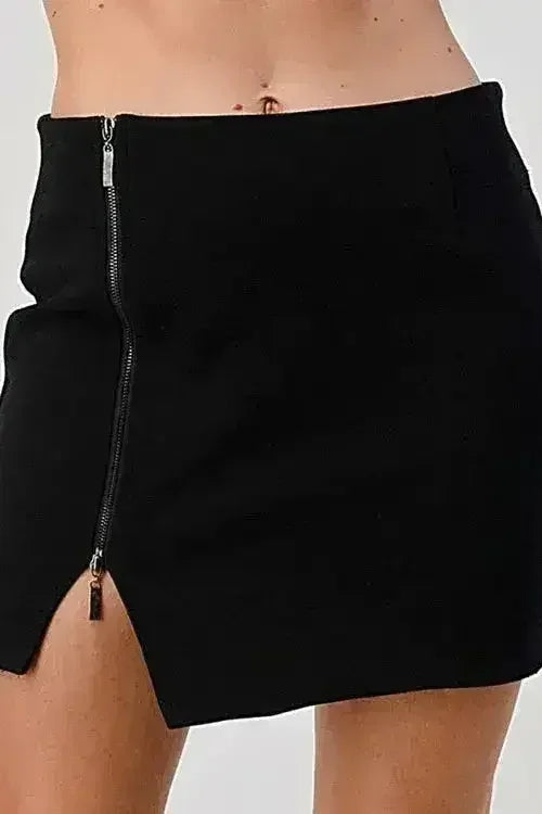 High-Waisted Zip-Front Mini Skirt - Edgy Style | Femstylo