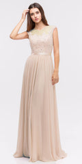 CLEARANCE - Eureka 3611 Lace Illusion Bodice Bateau Neck A-line Long Dress (Size L)
