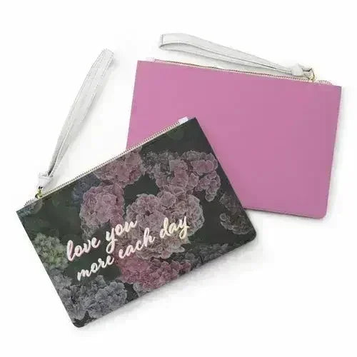 Floral Saffiano Clutch - Vegan Leather Loop Handle Bag | Femstylo