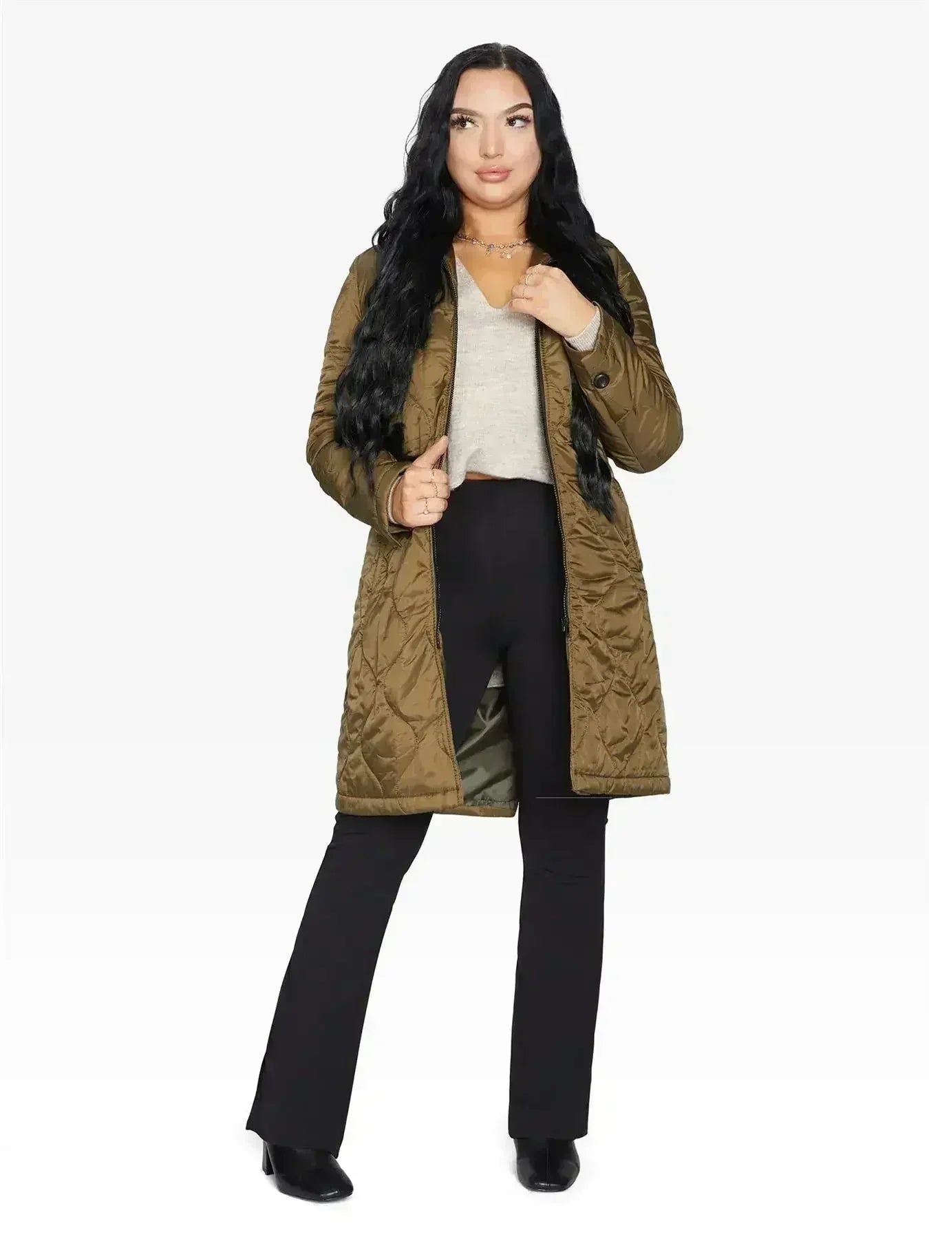 Quilted Down Jacket - Lightweight Hooded Coat | Femstylo