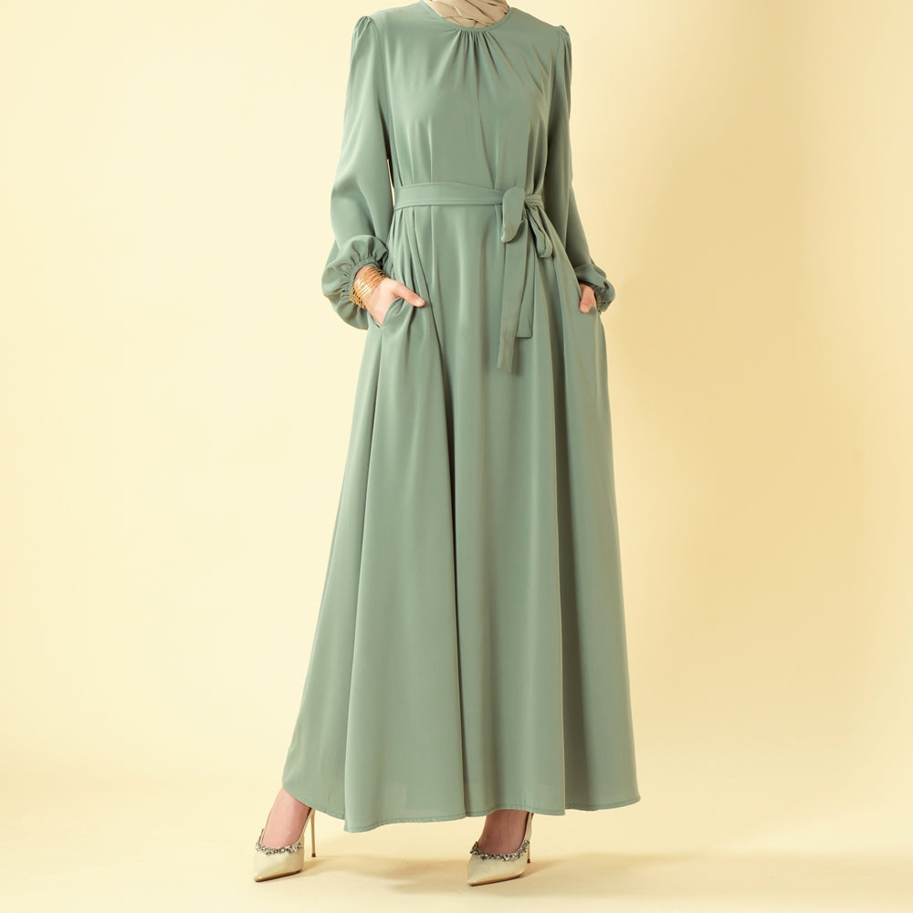 Candy Color Pleated Abaya | Must-have Essential Basic Dress (MA142)
