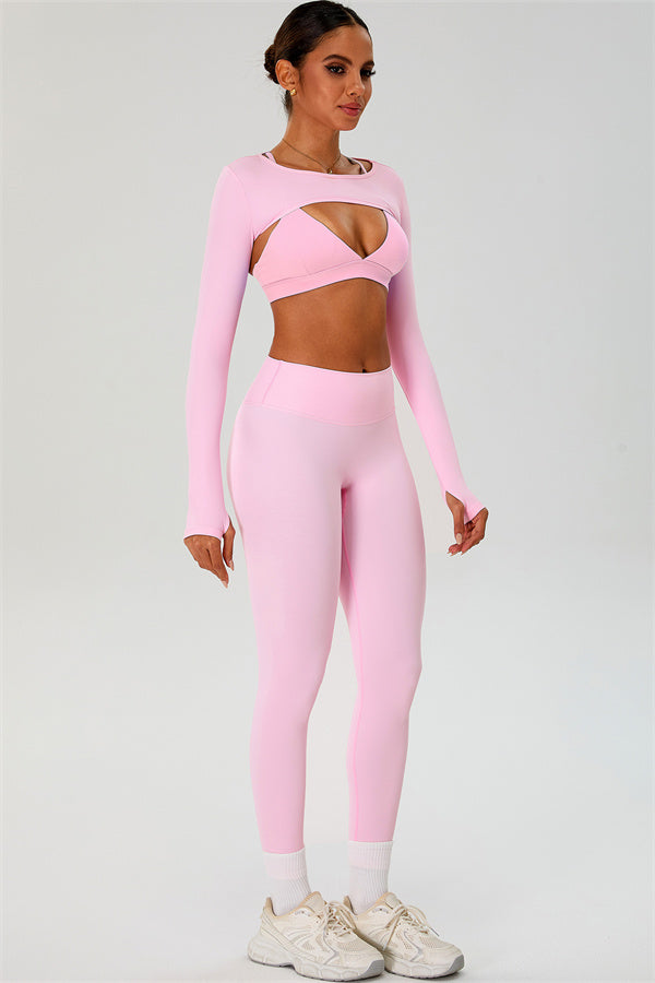 The Ember Sports Bra Crop Top Leggings 3-Piece Set