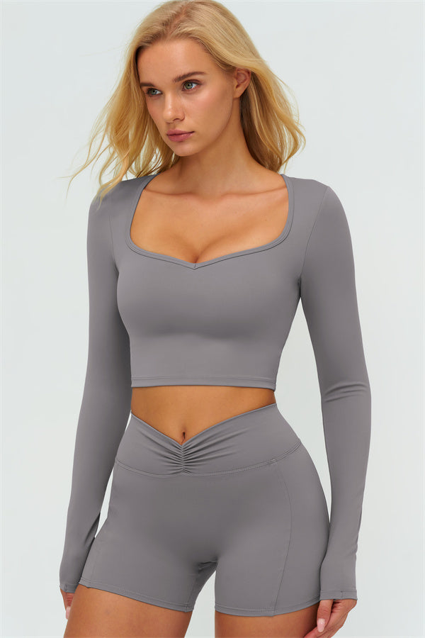 The Lushness Long Sleeve Crop top Shorts 2-Piece Set