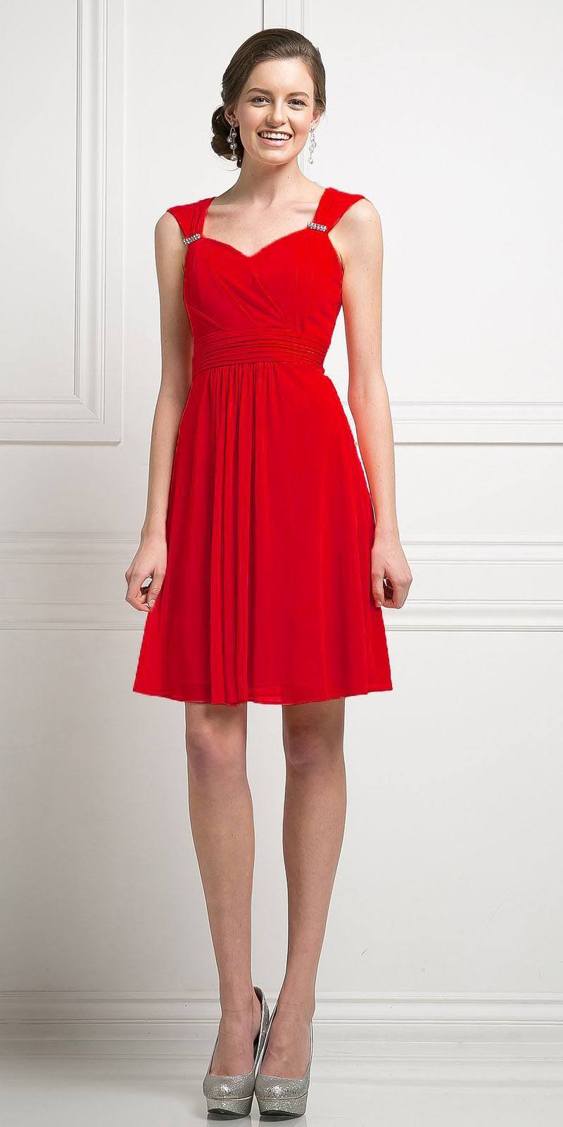 CLEARANCE - Cinderella Divine 3832 Chiffon Sweetheart Neckline Short Dress (Size S)