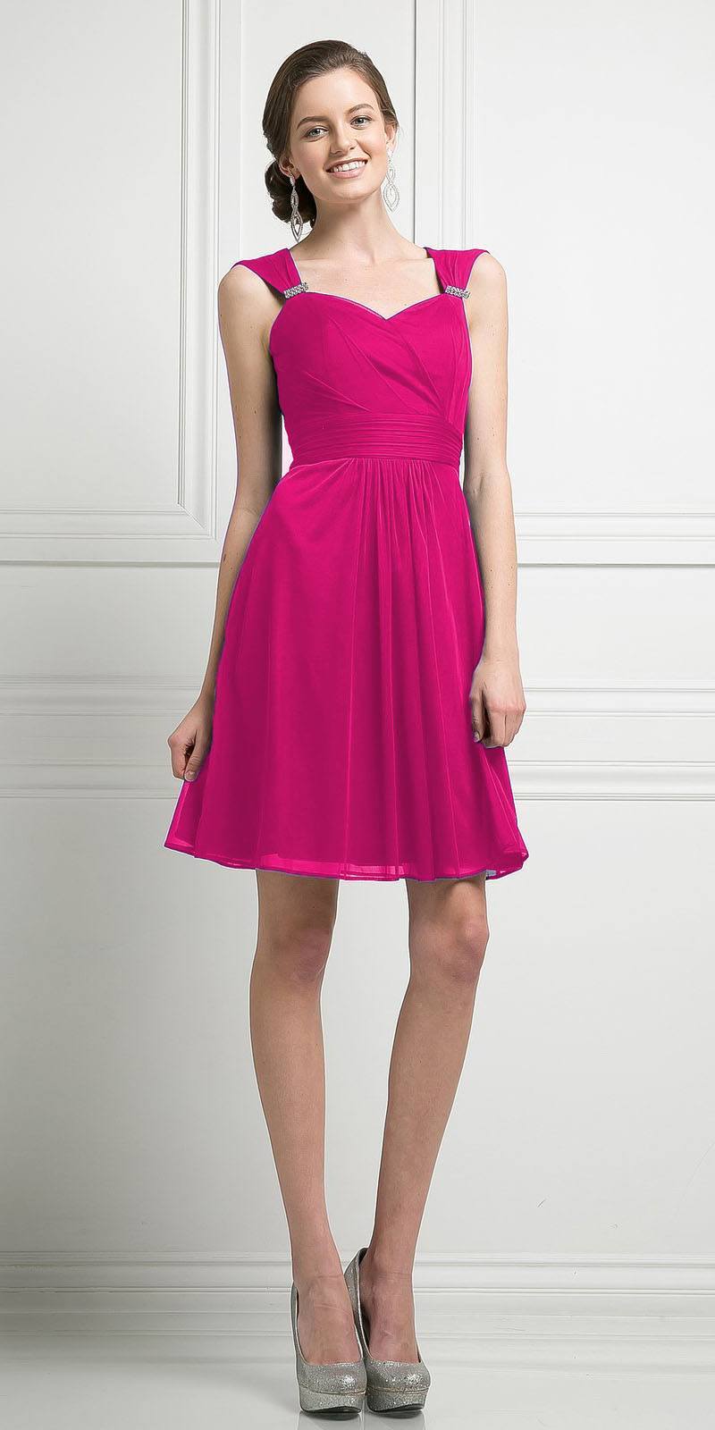 CLEARANCE - Cinderella Divine 3832 Chiffon Sweetheart Neckline Short Dress (Size S)