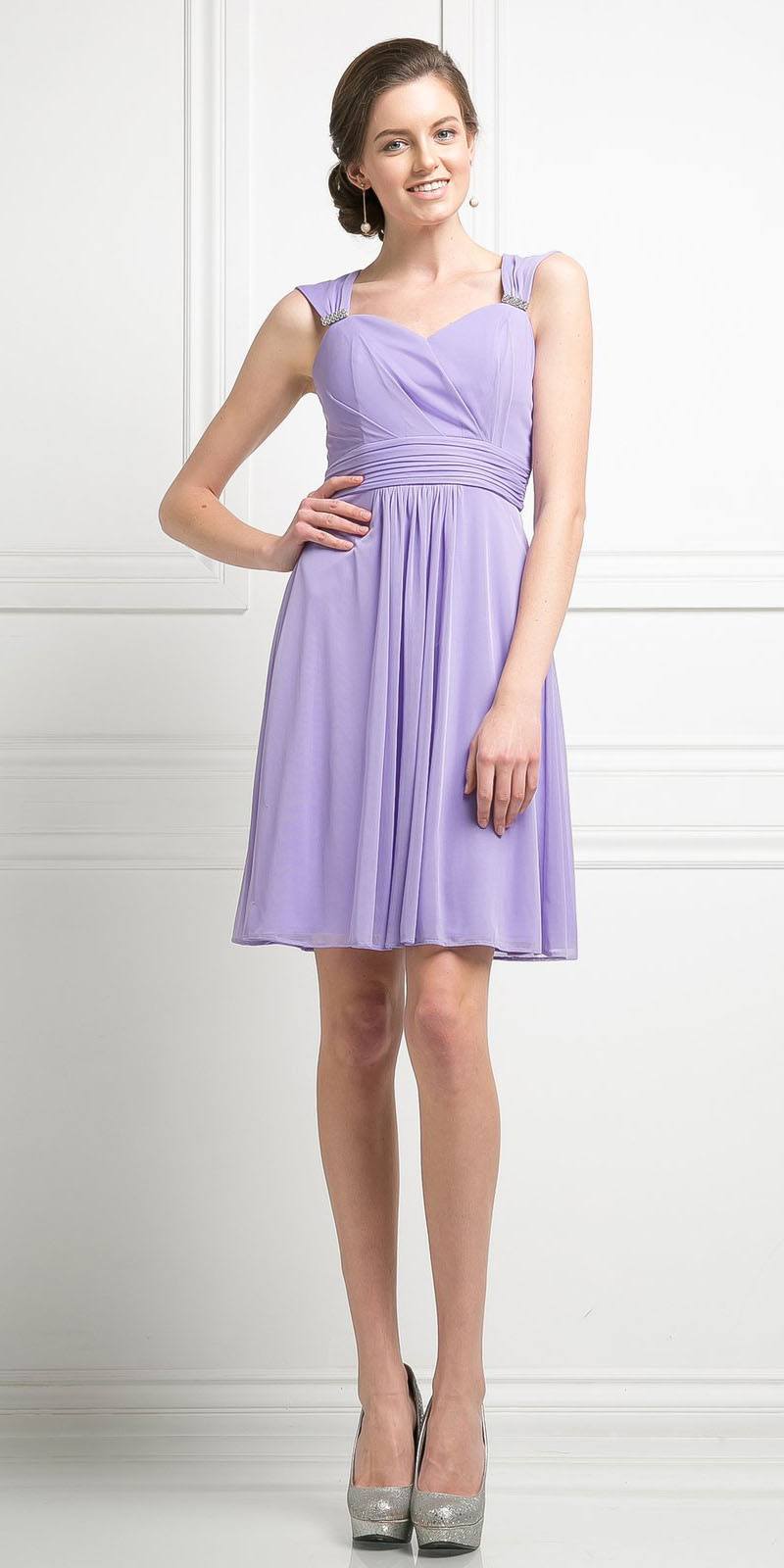 CLEARANCE - Cinderella Divine 3832 Chiffon Sweetheart Neckline Short Dress (Size S)