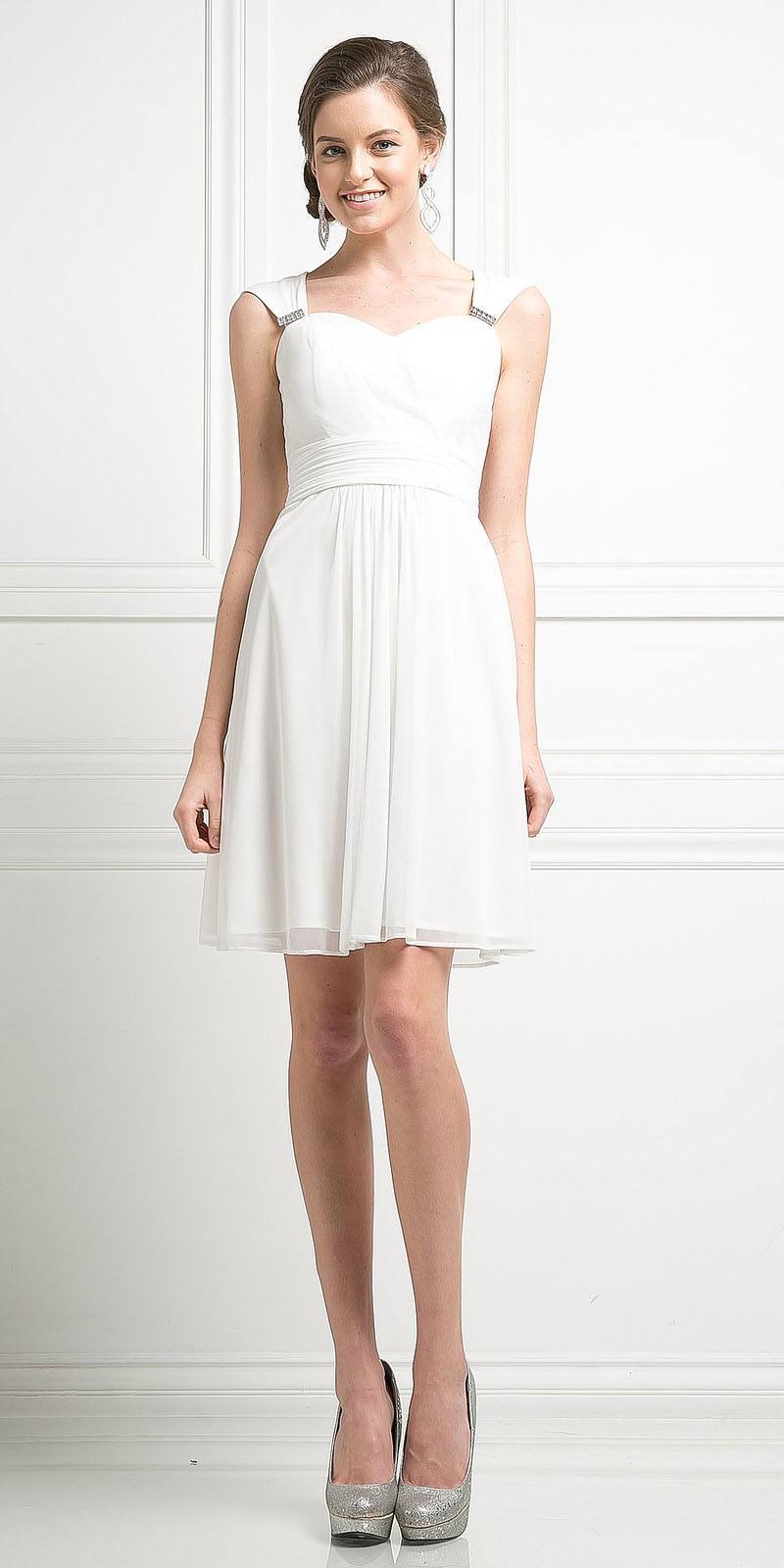 CLEARANCE - Cinderella Divine 3832 Chiffon Sweetheart Neckline Short Dress (Size S)
