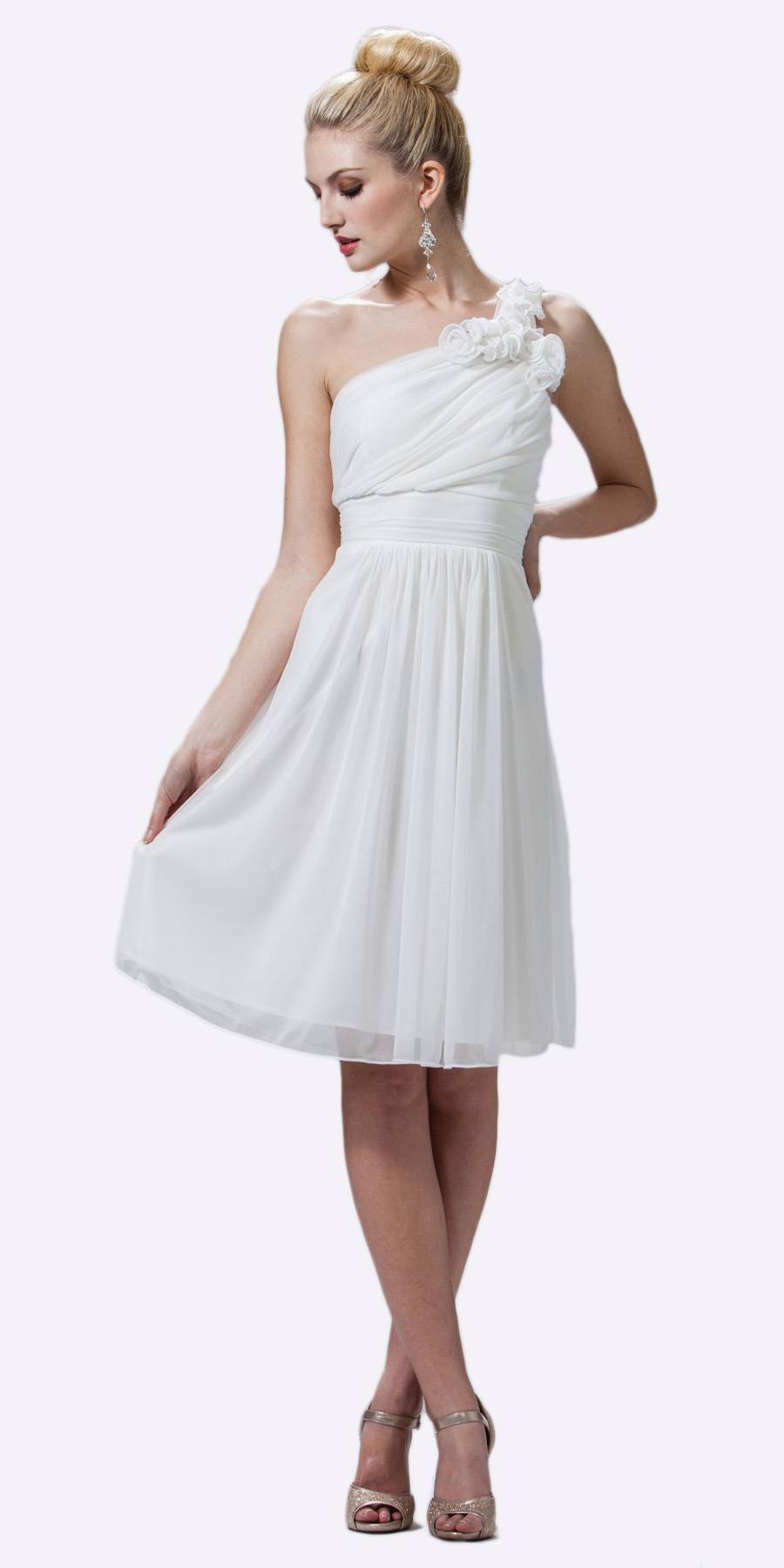 CLEARANCE - Cinderella Divine 3909 One Shoulder Chiffon Dress (Size 2XL)