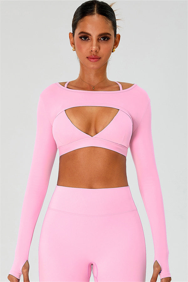 The Ember Sports Bra Crop Top Flared Leggings 3-Piece Set