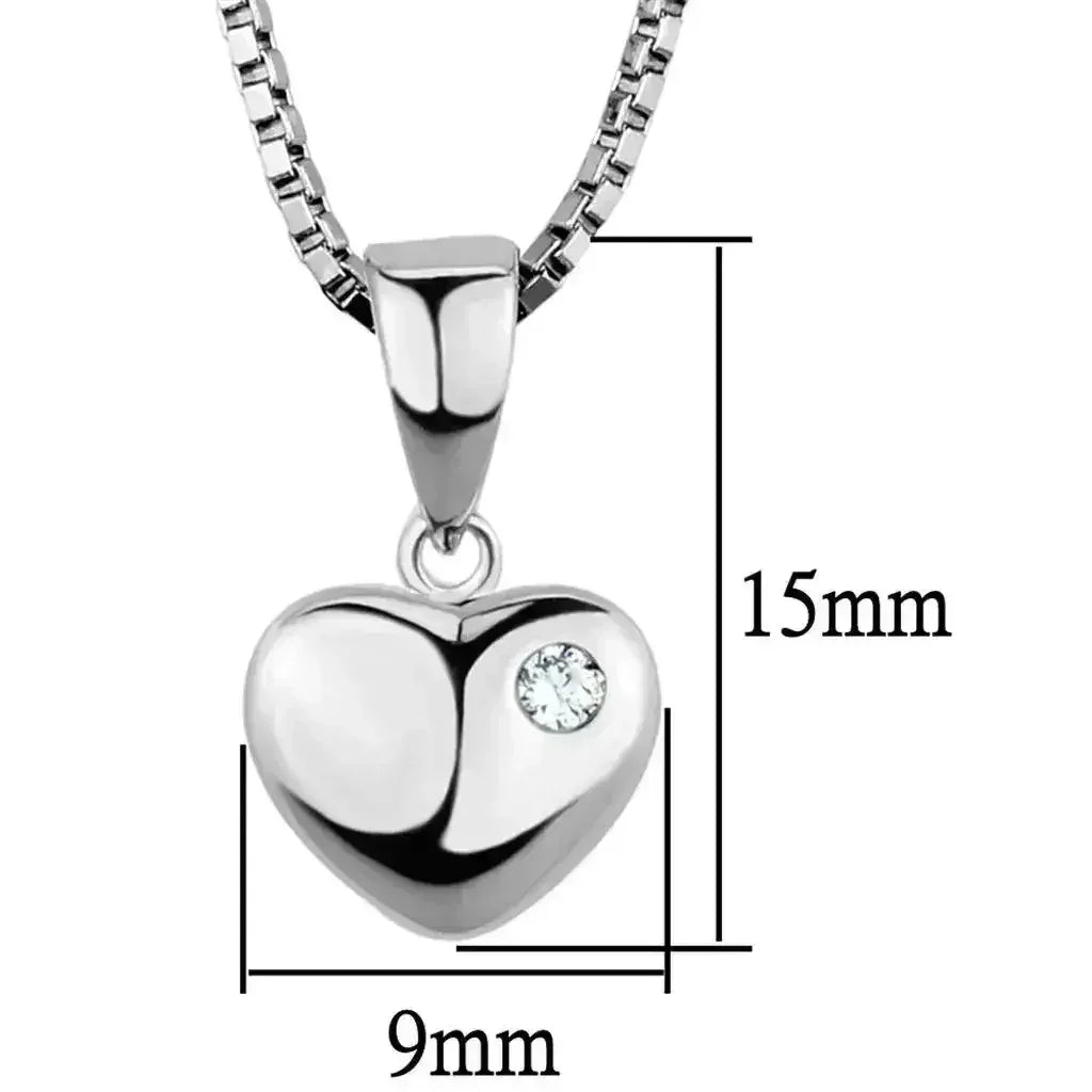 Heart Shaped Brass CZ Pendant - AAA Clear Cubic Zirconia Necklace | Femstylo
