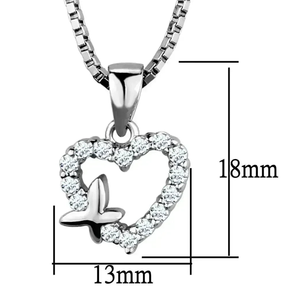Heart Shaped Rhodium Pendant - AAA CZ Stone Necklace | Femstylo