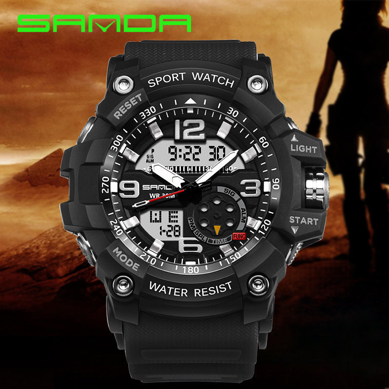NEW Sport Analog-Digital Watch For Men and Woman  Waterresistant 50M Professional Waterproof Quartz Large Dial Military Wristwatches  With Night Mode