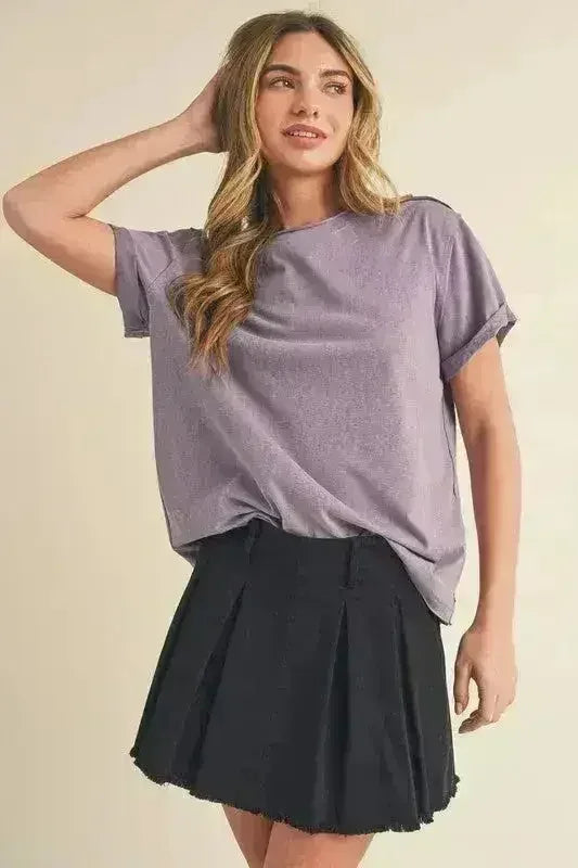 Exposed Seam T-Shirt - Edgy Cotton Blend T Shirt | Femstylo