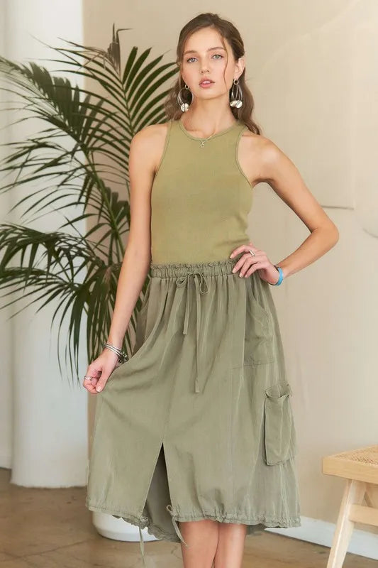 New Drawstring Sleeveless Washed Dress For Women – Casual, Stylish, Unique, Comfortable, Effortlessly Chic