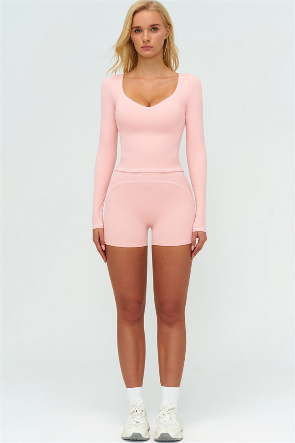 The Amara Long Sleeve T-shirt Shorts 2-Piece Set