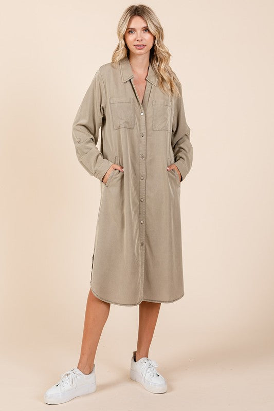 Button Down Long Sleeve Shirt Dress For Women – Timeless, Versatile, Classic, and Sophisticated Wardrobe Essential