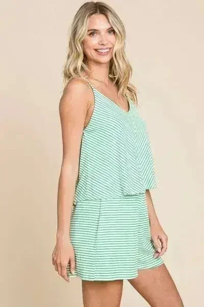 Culture Code Striped Double Flare Romper - Full Size