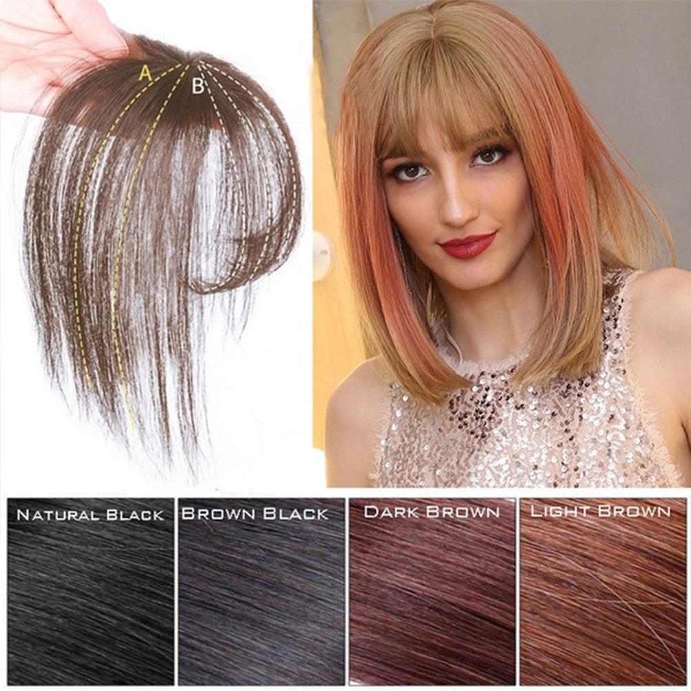 3D Air Bangs Hair Bangs Heat Resistant Hairpieces Hair Women Natural Short Fake Hair Bangs Hair Clips Thin Natural Flat Neat AirBangs With Temples For Women One Piece Hairpiece
