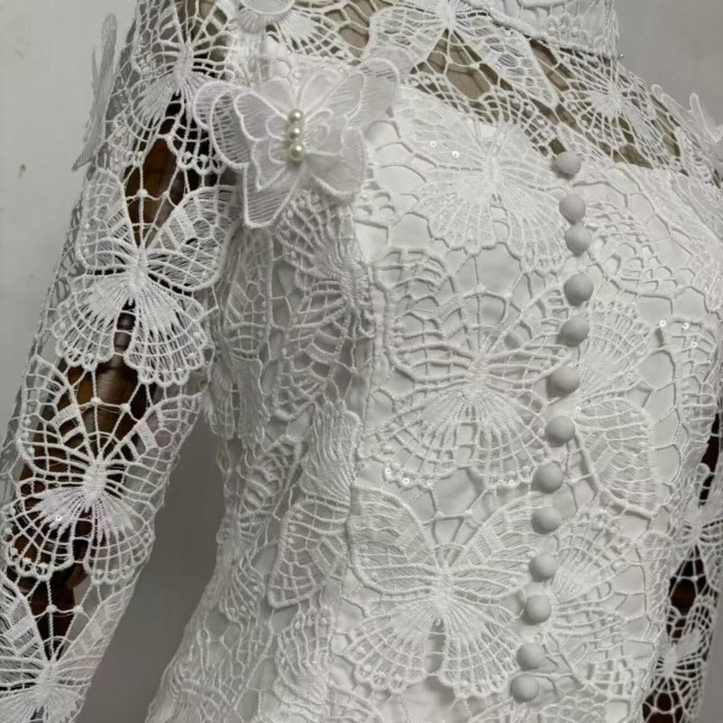 3D Butterfly Lace & Tulle Gown Set(MS223)