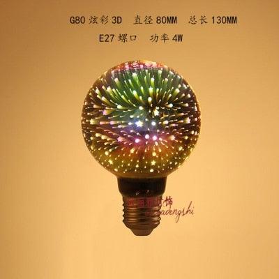 3D Colorful RGB LED Vintage Retro Lamp Bulb Cafe Bar Industrial Decor Edison Light Bulb Firework Edison lamp Christmas Day Decoration